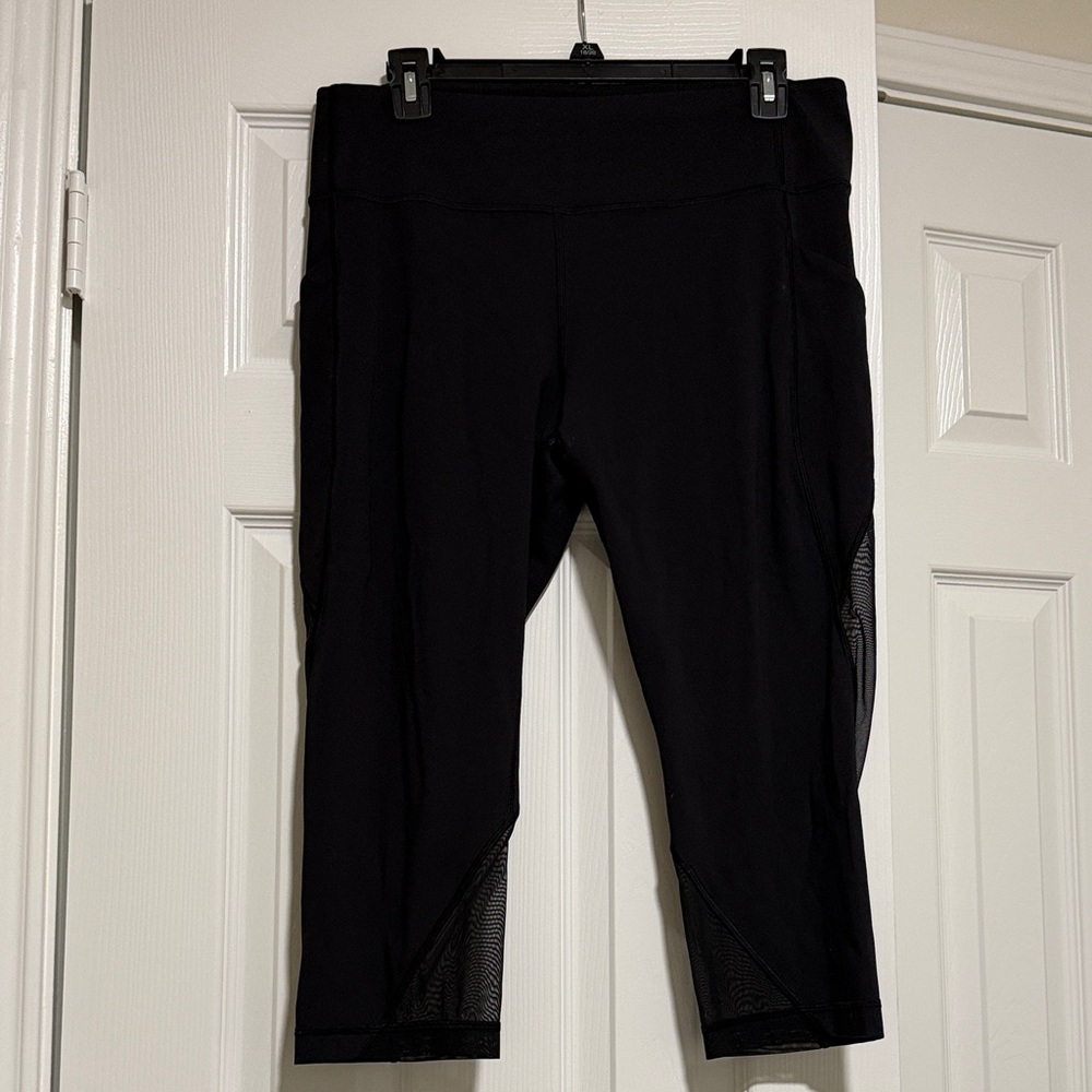 Lululemon Black Cropped Leggings with Mesh Detail